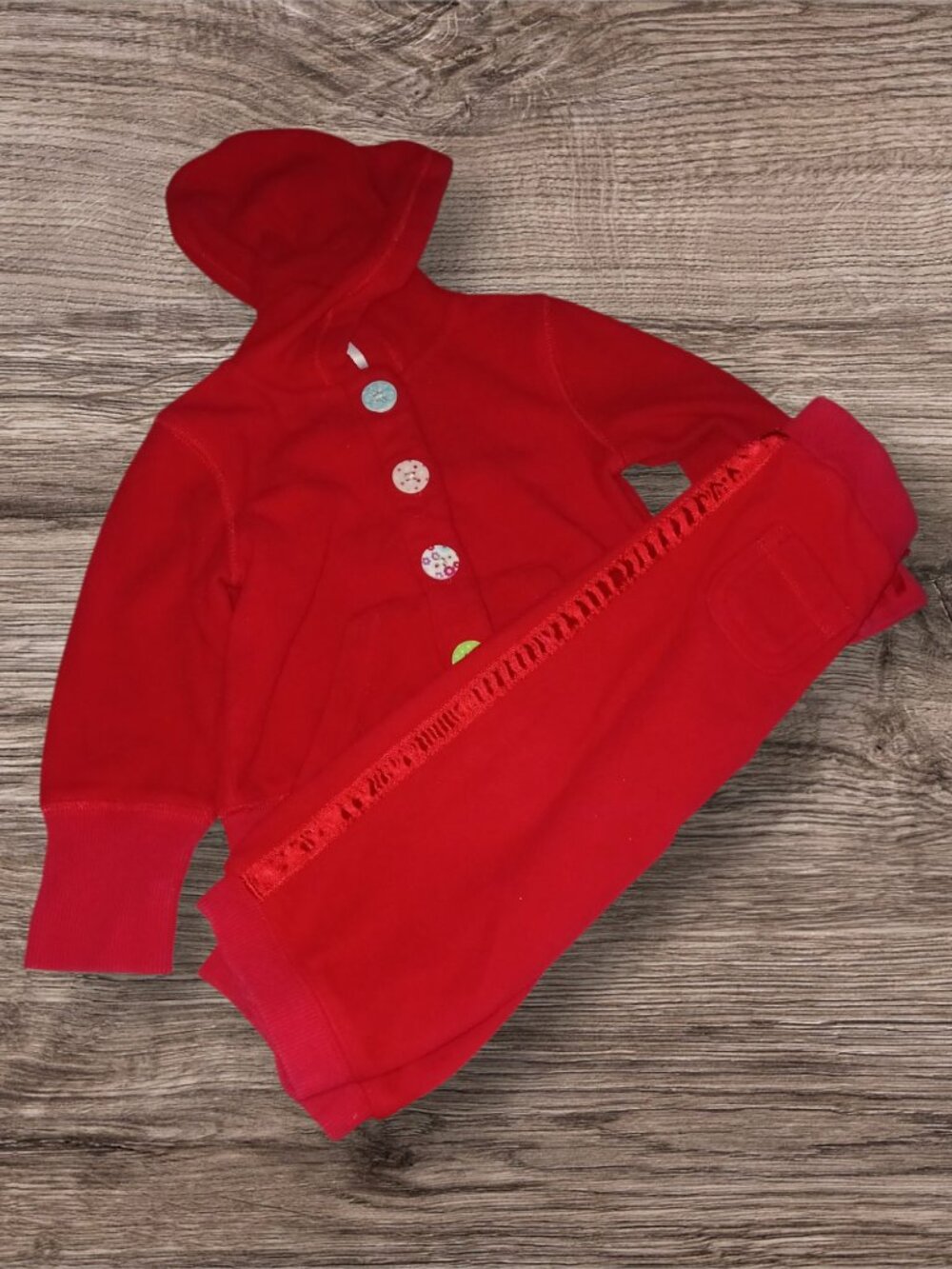 Carter's Red Fleece Hooded Outfit Set Size 12 Months